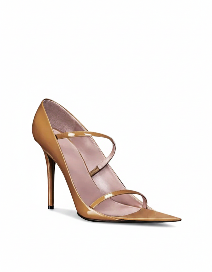 Amy | Women's Deconstructed Strap Heeled Sandals in Brown
