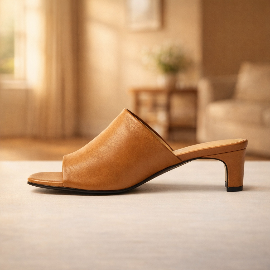 Arlette | Women's Open Toe Block Heel Mules in Red