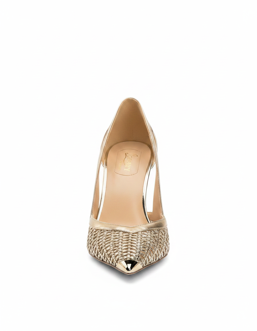 Balla | Women's Woven Cutout Pumps in Gold
