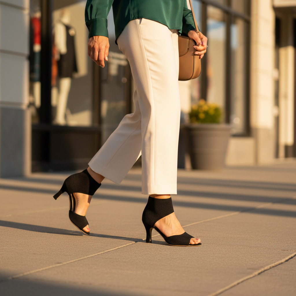 Camille | Women's Stretch Open Toe Heeled Pumps