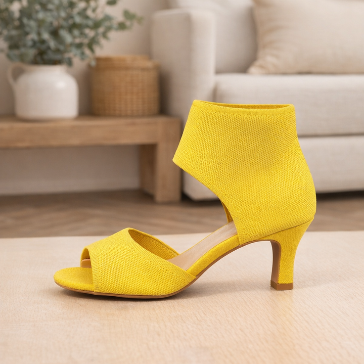 Camille | Women's Stretch Open Toe Heeled Pumps