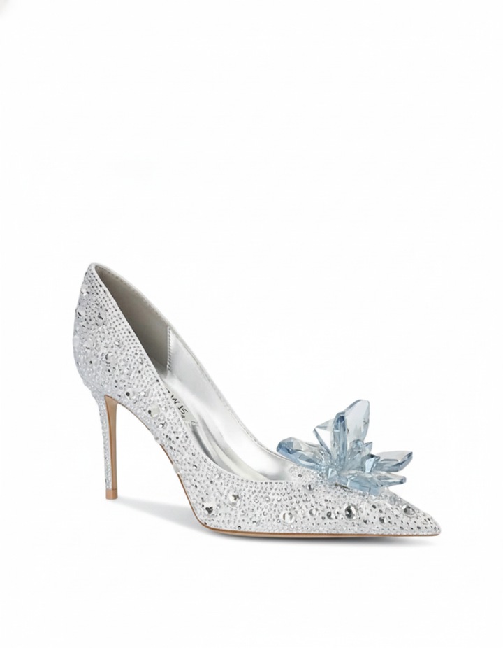Cindy | Women's Crystal Rhinestone Stiletto Heels in Silver