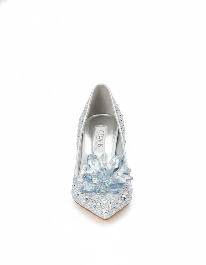 Cindy | Women's Crystal Rhinestone Stiletto Heels in Silver
