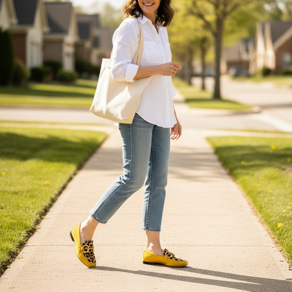 Cleo | Women's Animal Print Slip-On Loafers in Yellow