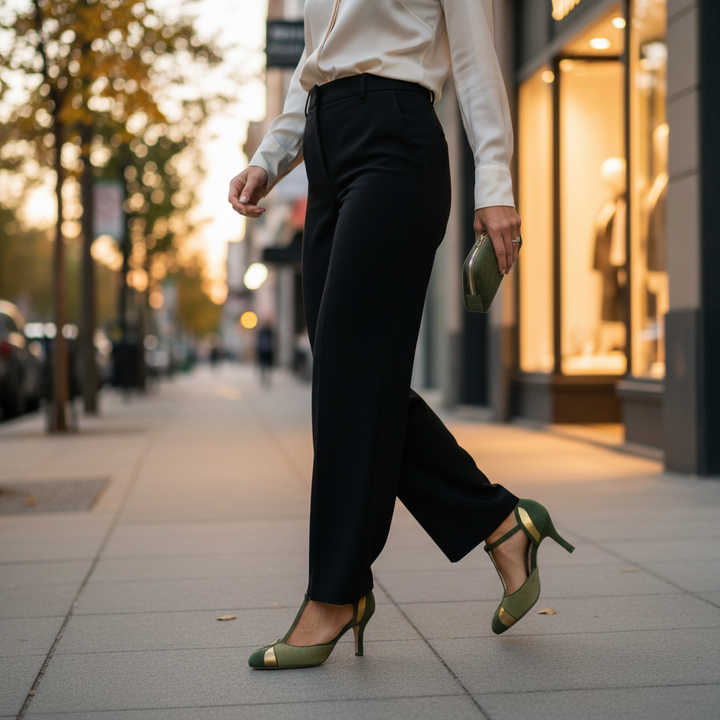 Coralise | Women's Two-Tone Kitten Heel Slingback Pumps