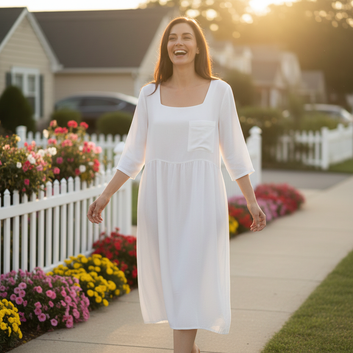 Delyshann | Women's Wrap Midi Dress with Tie Waist