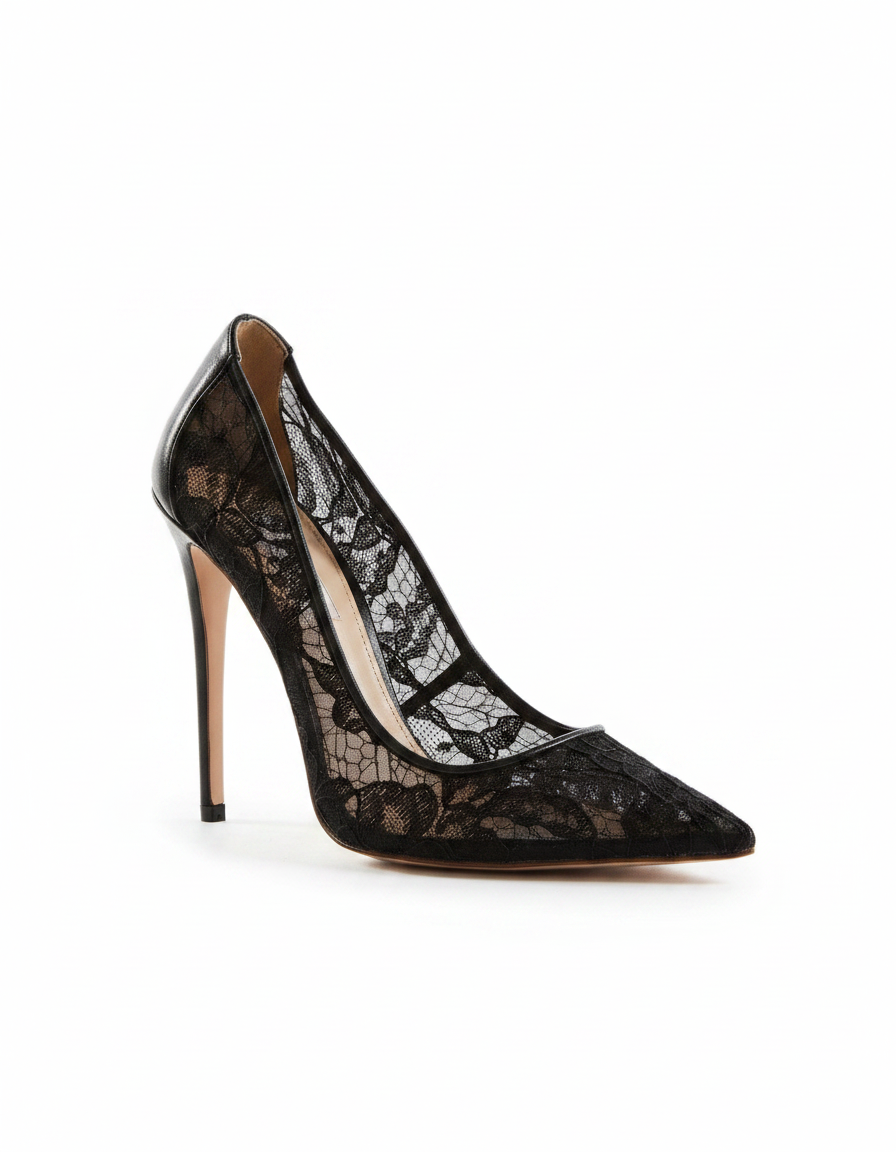 Denver | Women's Lace Pointed Toe Pumps in Black