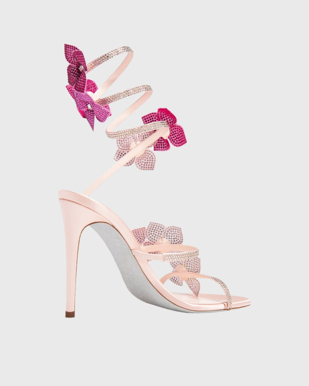 Elisa | Women's Flower Snake Heeled Sandals in Pink