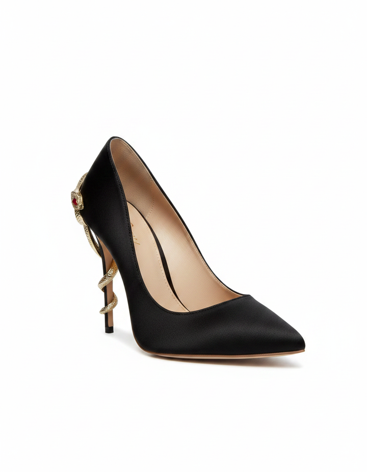 Eadgar | Women's Rhinestone Snake Stiletto Heels in Black