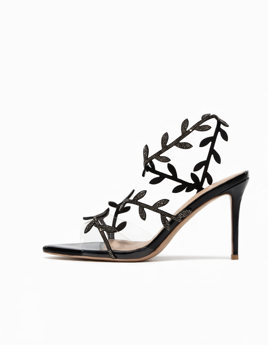 Ealar | Women's Rhinestone Leaf Slingback Sandals in Blush