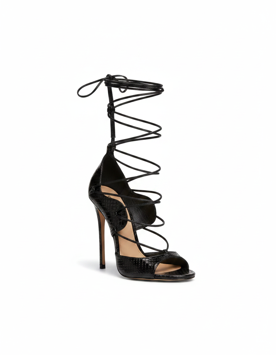 Eddie | Women's Lace-Up Knee High Gladiator Sandals in Black