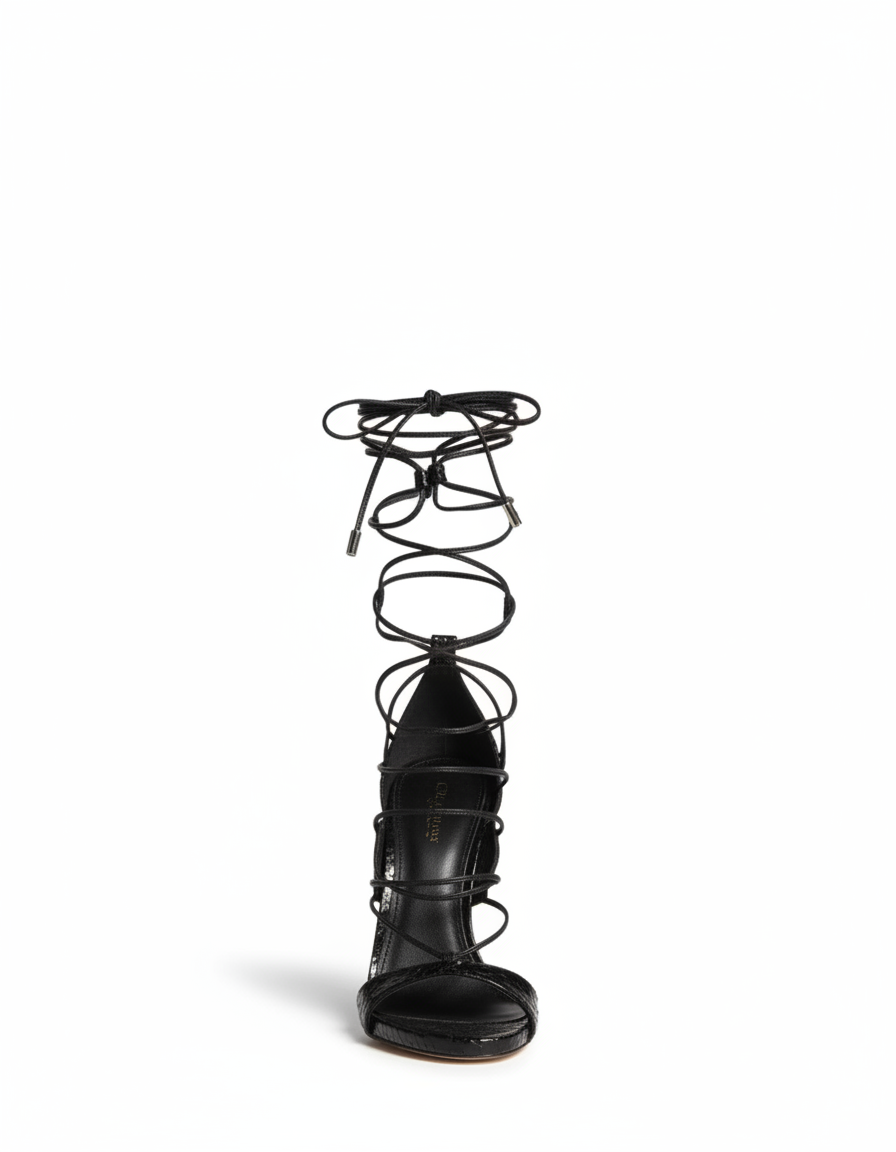 Eddie | Women's Lace-Up Knee High Gladiator Sandals in Black