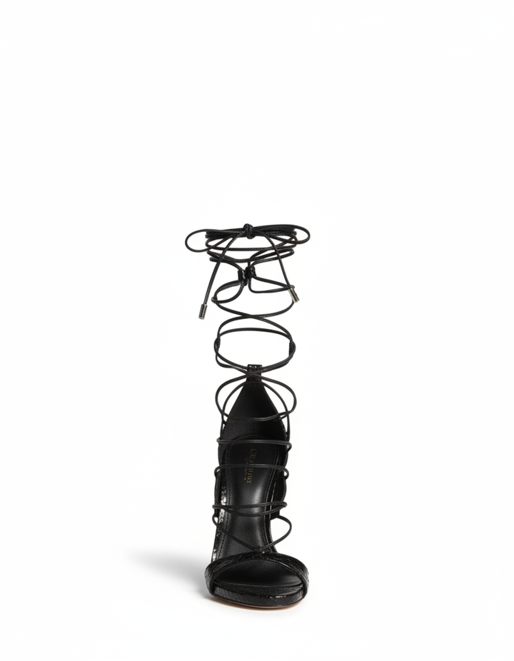 Eddie | Women's Lace-Up Knee High Gladiator Sandals in Black