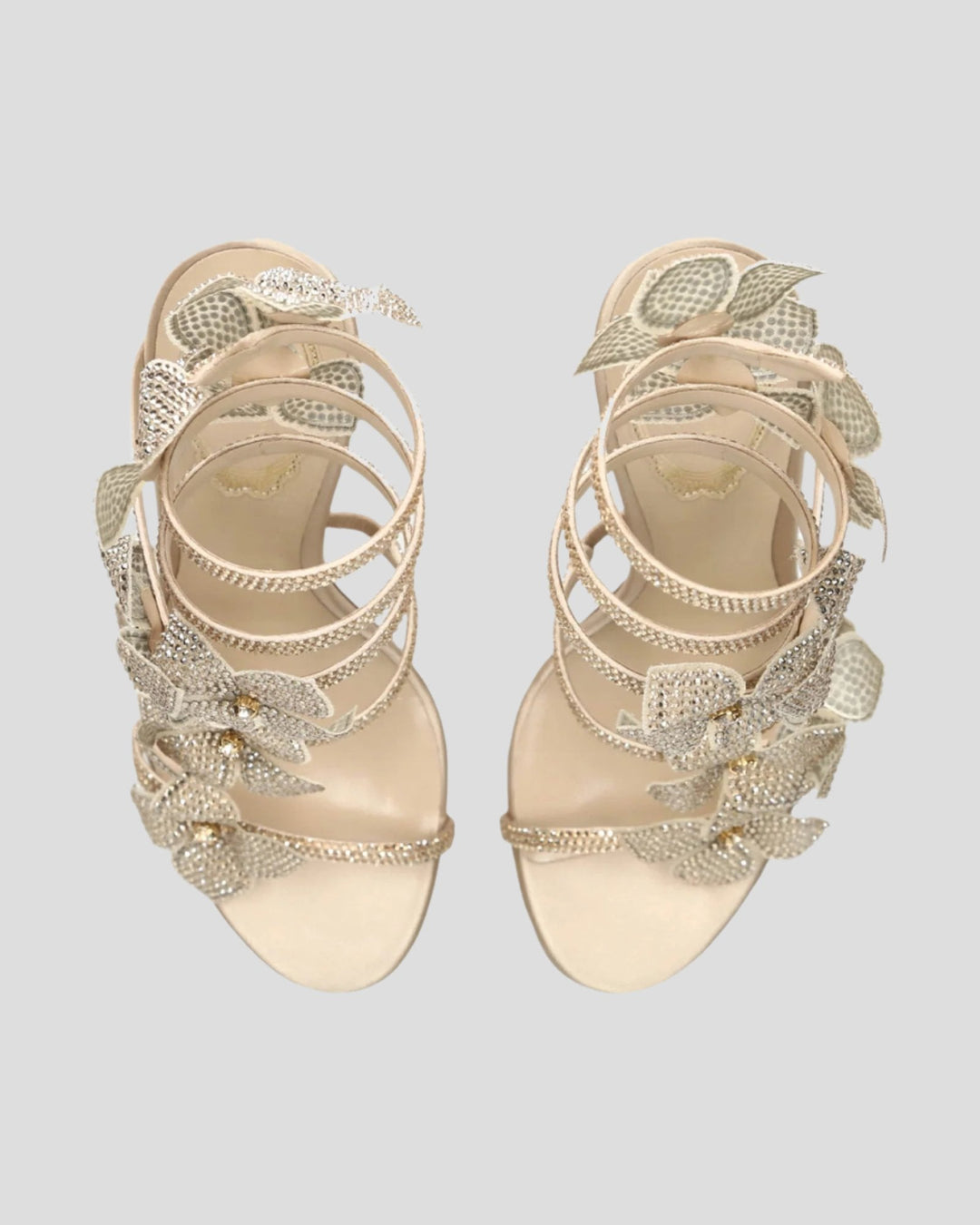 Elisa | Women's Flower Snake Heeled Sandals in Gold