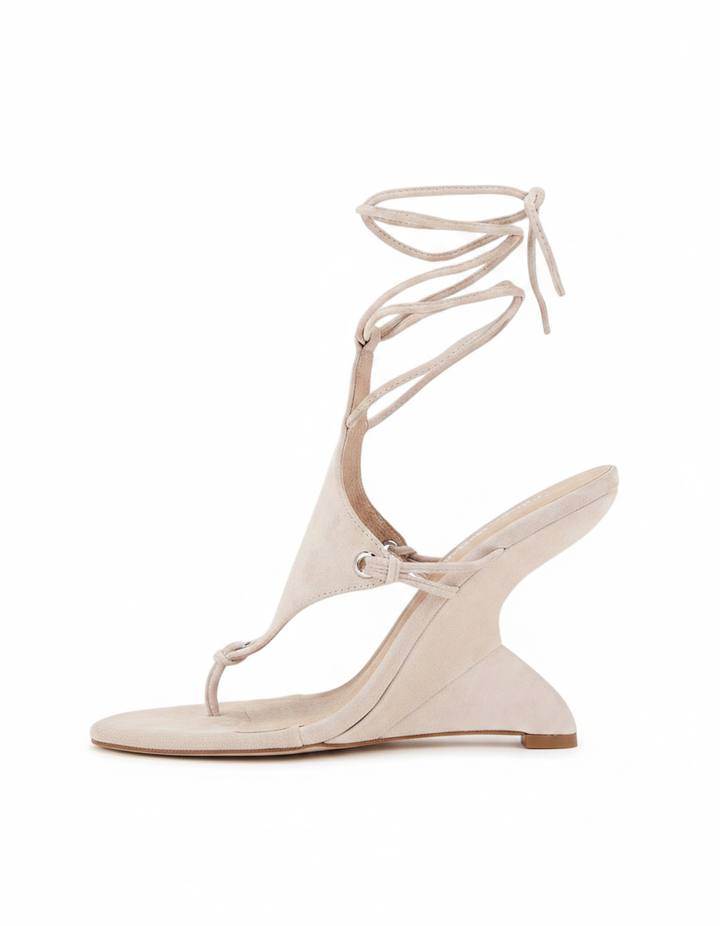 Eki | Women's Lace-Up Wedge Sandals in Spot Print