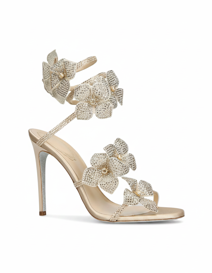 Elisa | Women's Star Snake Heeled Sandals in Black