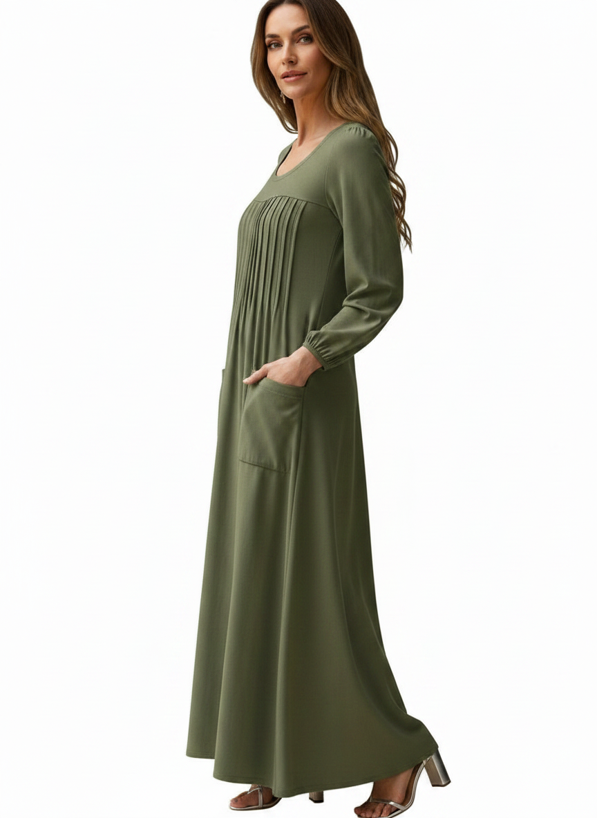 Ella | Women's Elegant Long Sleeve Midi Dress