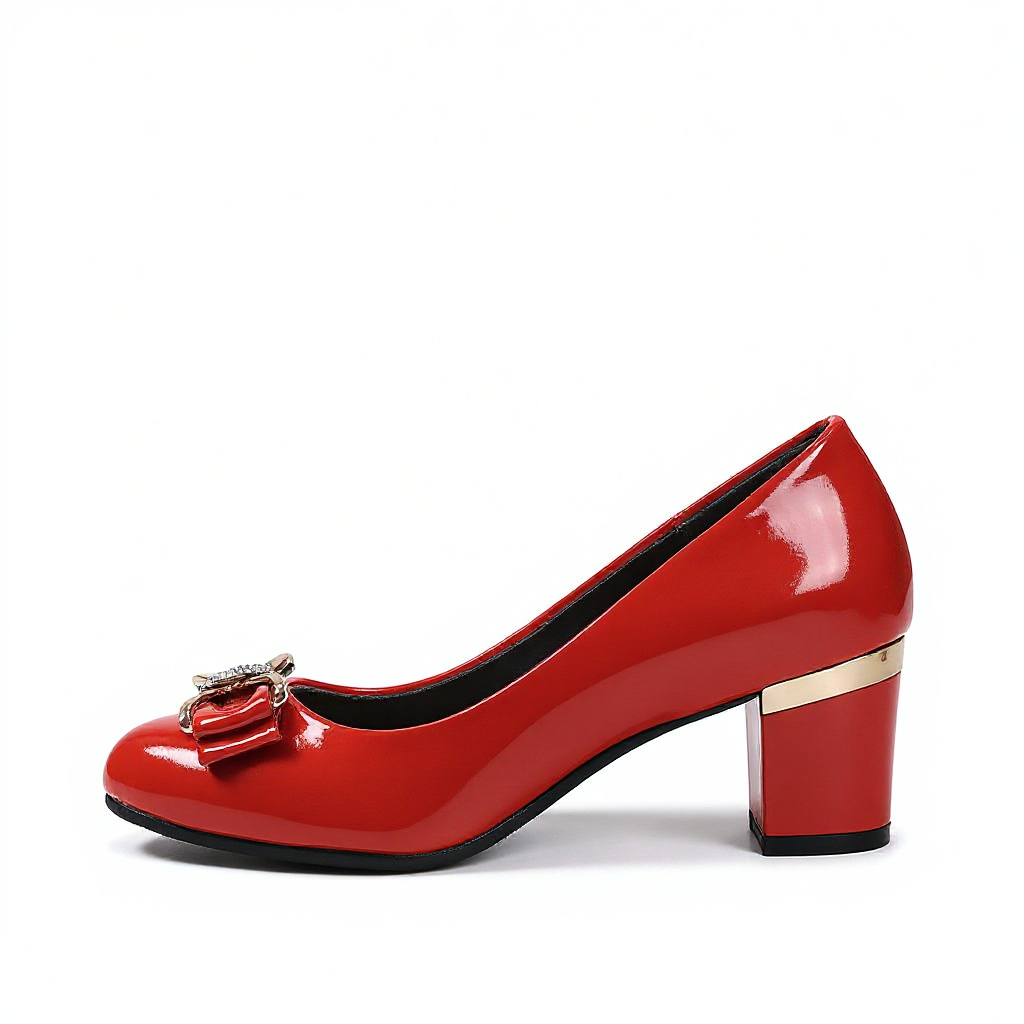 Evelyn | Women's Bow Detail Block Heel Pumps