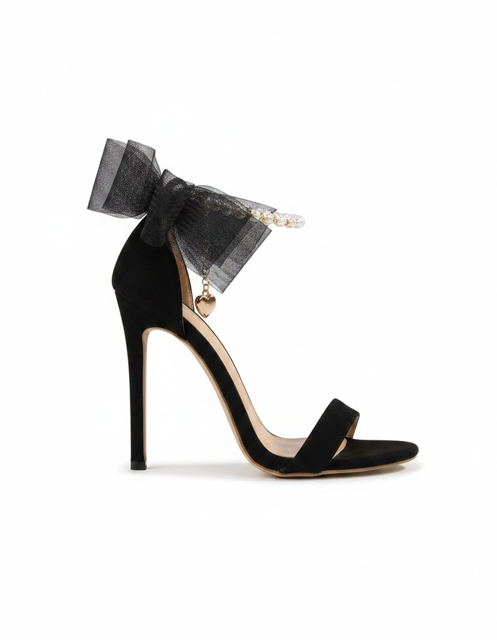 Fabrizia | Women's Mesh Bow Pearl Chain Strap Sandals
