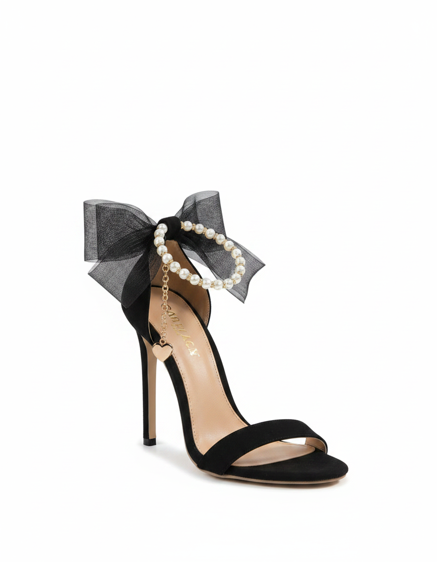 Fabrizia | Women's Mesh Bow Pearl Chain Strap Sandals