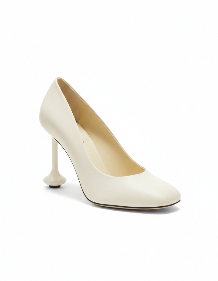 Fausta | Women's Leather Sculptural Heels in White