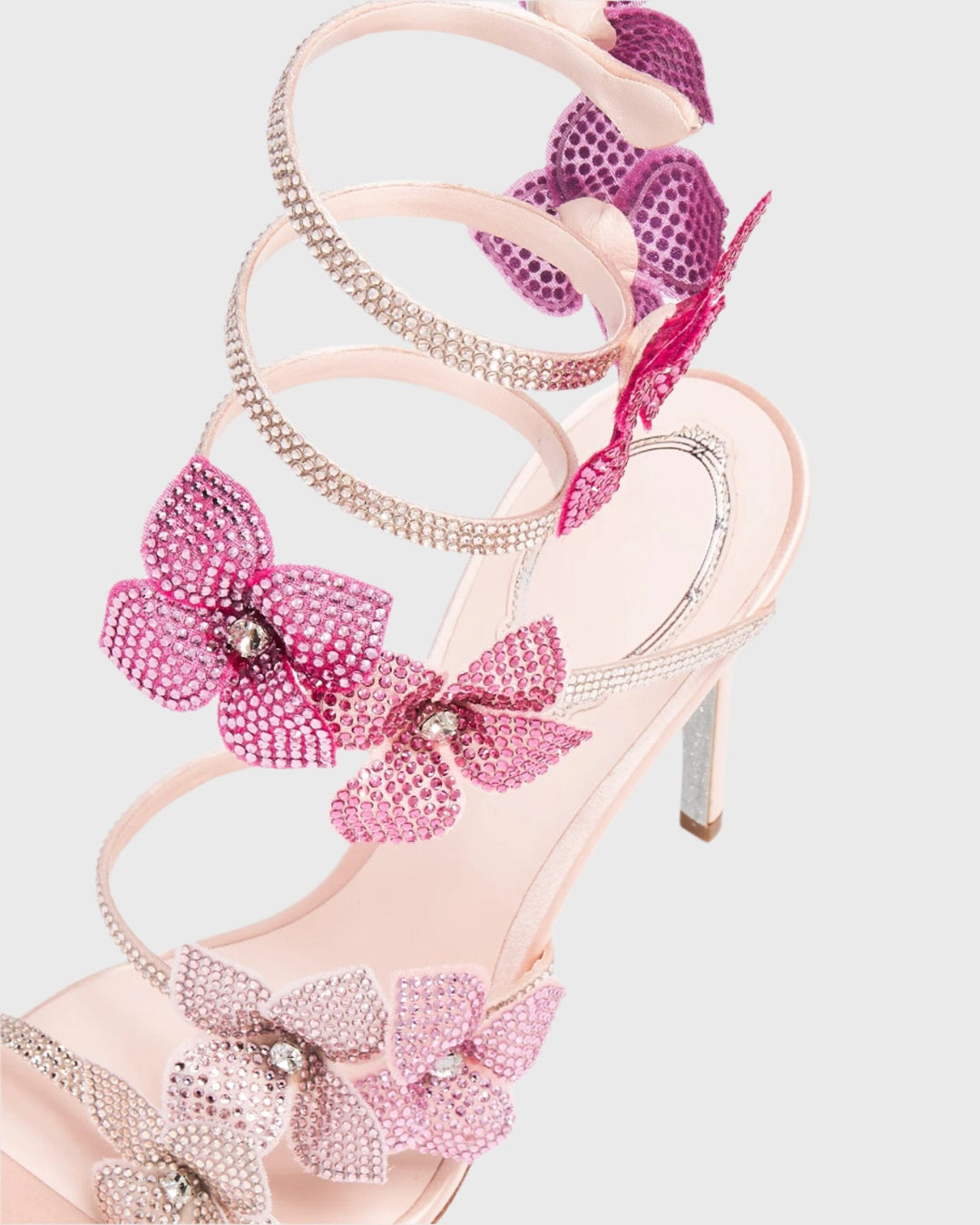 Elisa | Women's Flower Snake Heeled Sandals in Pink