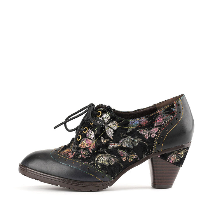 Vintage Butterfly Elegance Leather Pumps