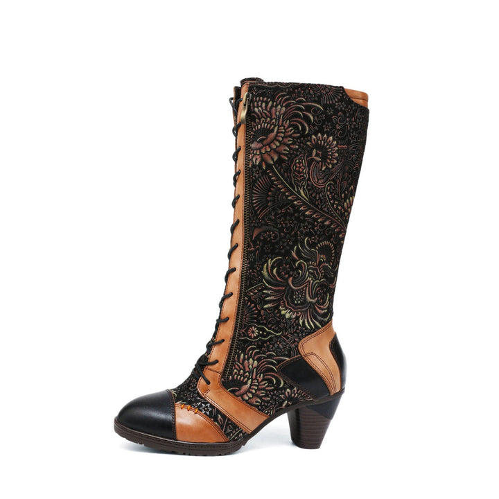Retro Handmade Leather Patchwork Boots