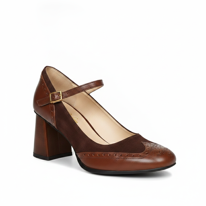 Florence | Women's Brogue Block Heel Pumps