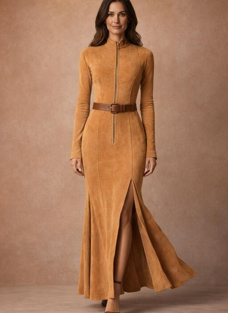 Florette | Women's Vintage Belted Flowy Maxi Dress