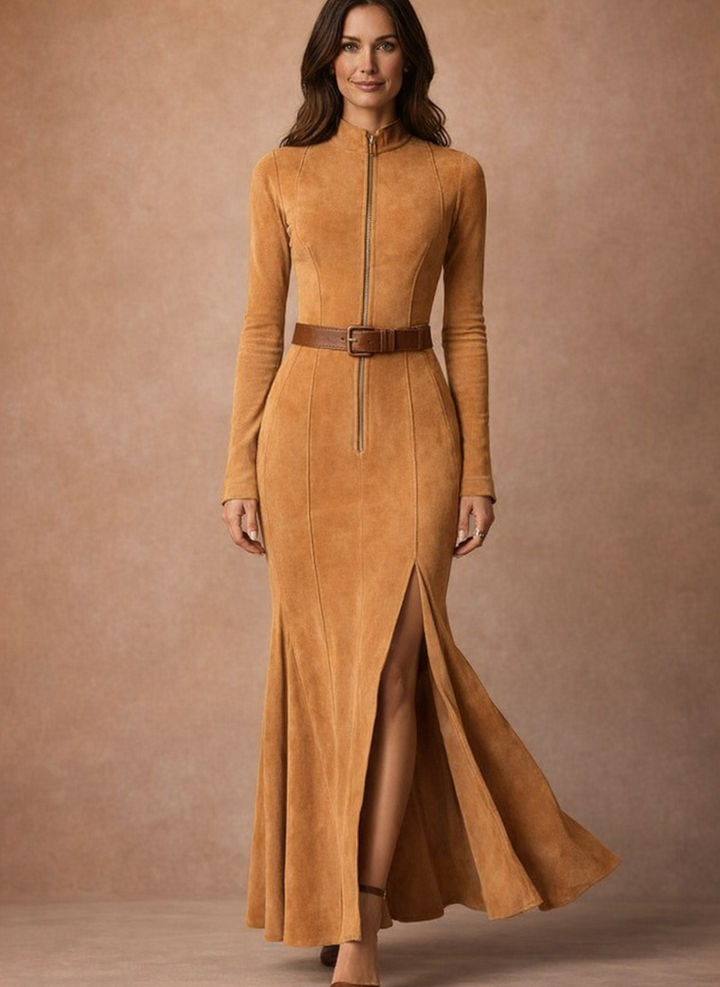 Florette | Women's Vintage Belted Flowy Maxi Dress