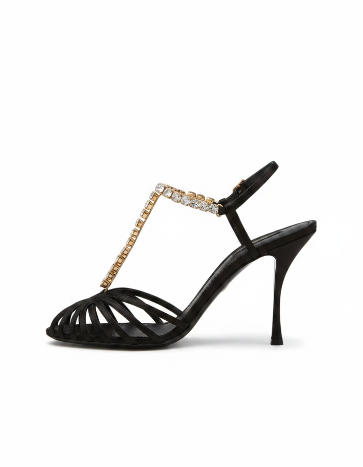Giannina | Women's Rhinestone T-Strap Heeled Sandals