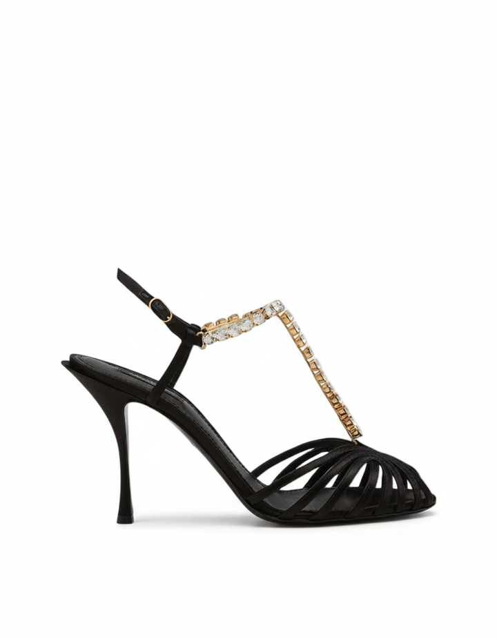 Giannina | Women's Rhinestone T-Strap Heeled Sandals