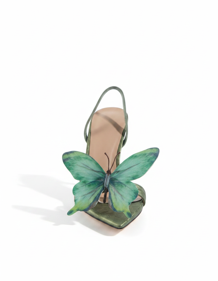 Io | Women's Butterfly Slingback Heeled Sandals in Green
