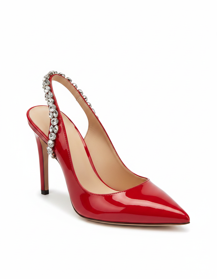 Irene | Women's Rhinestone Slingback Pumps in Red
