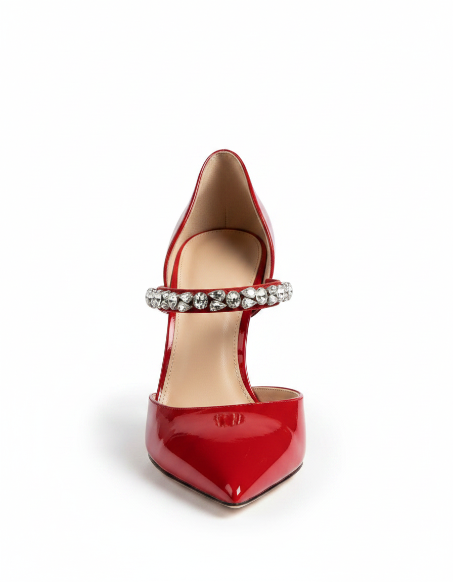 Irene | Women's Rhinestone Slingback Pumps in Red