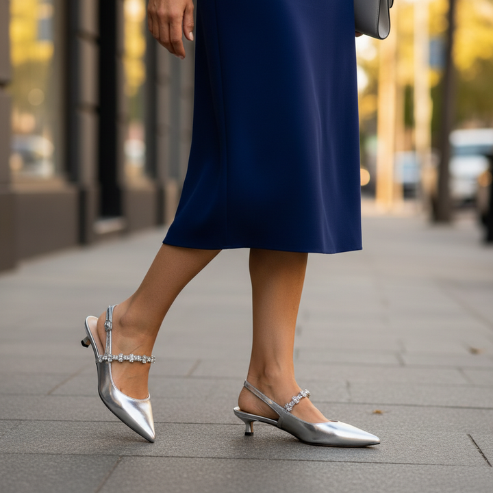 Isabelle | Women's Crystal Strap Slingback Pumps