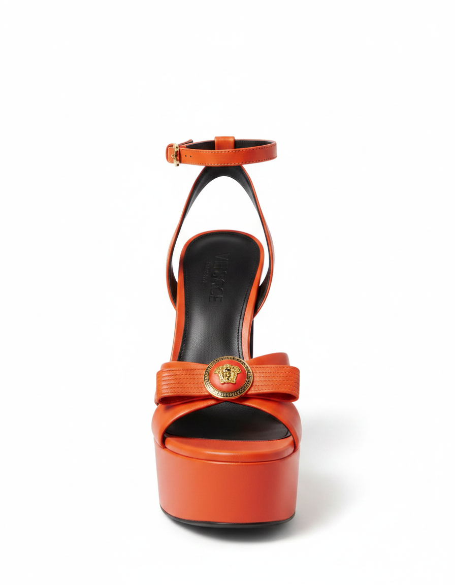 Jayla | Women's Satin Strap Platform Sandals in Orange