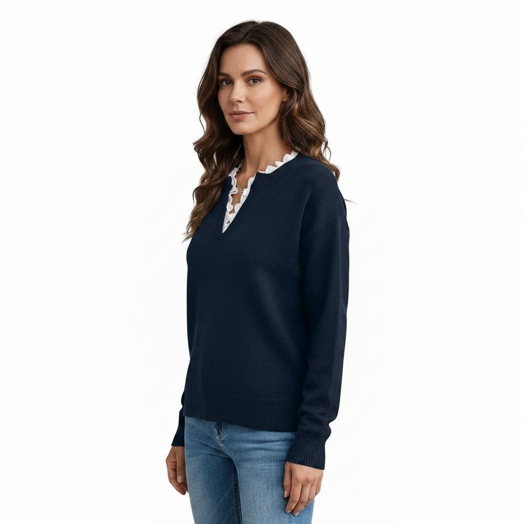 Kaitlyssa | Women's Lace Detail Knit Sweater