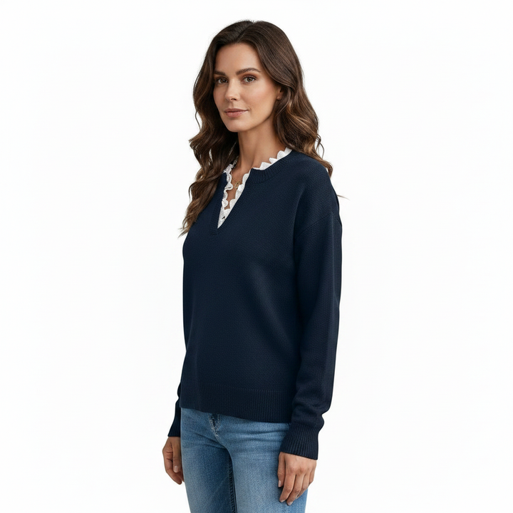 Kaitlyssa | Women's Lace Detail Knit Sweater