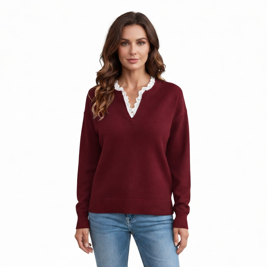 Kaitlyssa | Women's Lace Detail Knit Sweater
