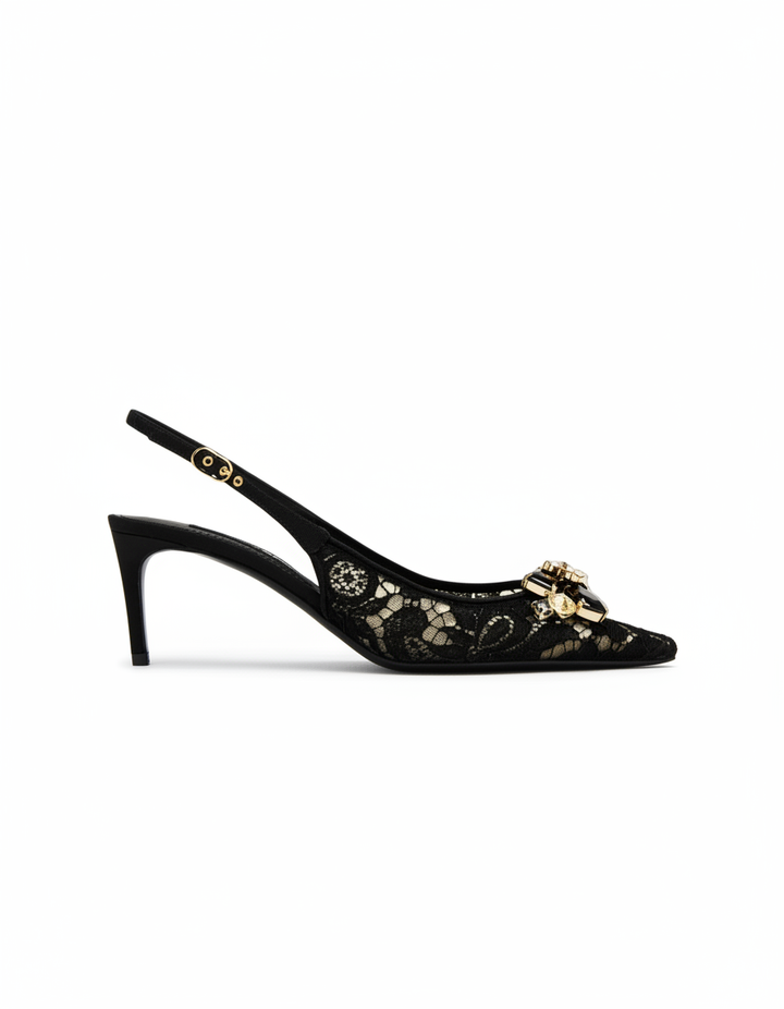 Lex | Women's Rhinestone Lace Slingback Pumps