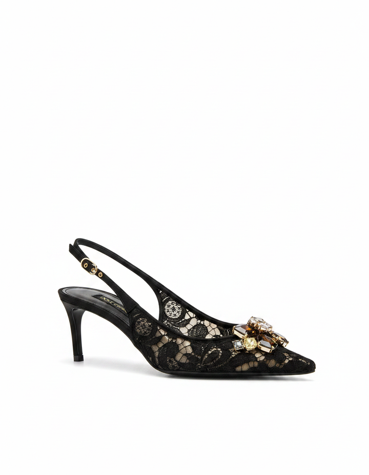 Lex | Women's Rhinestone Lace Slingback Pumps