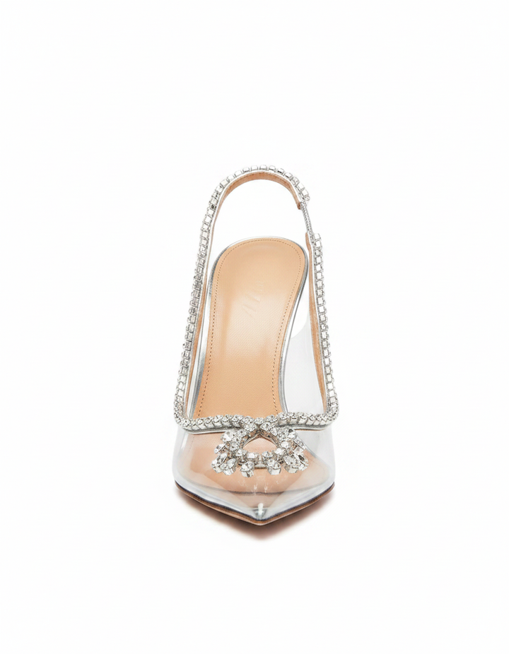 Lido | Women's Rhinestone PVC Slingback Pumps in Silver