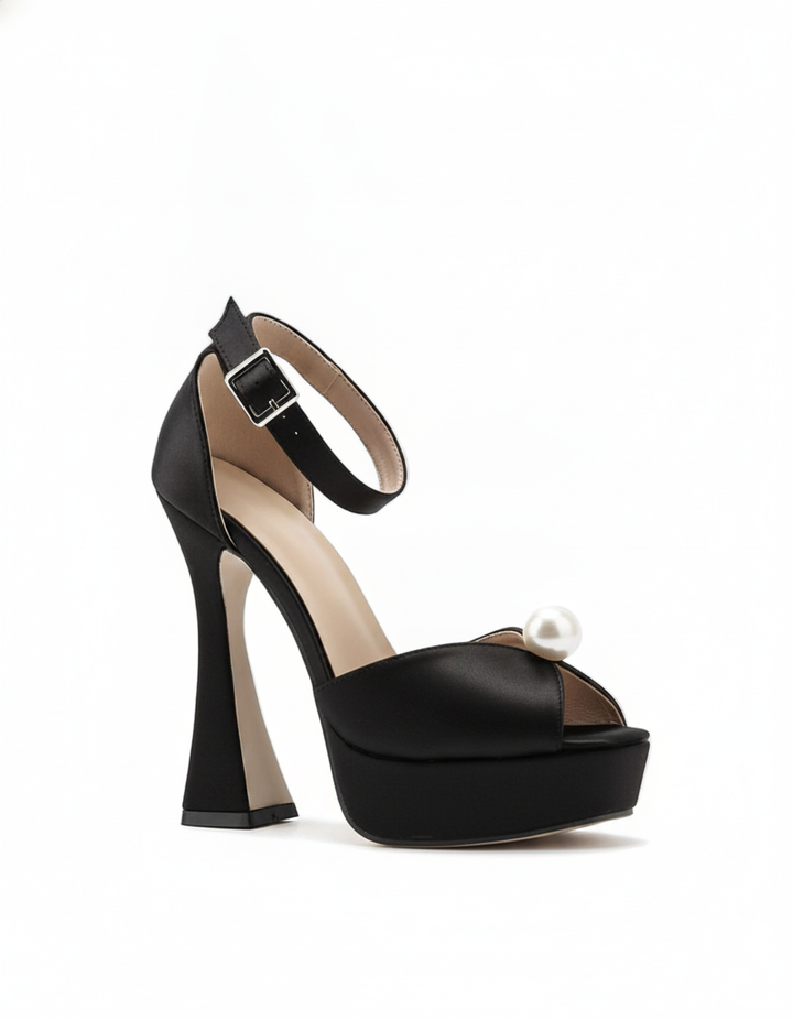 Liviana | Women's Rhinestone Strap Heeled Sandals in Lake Blue