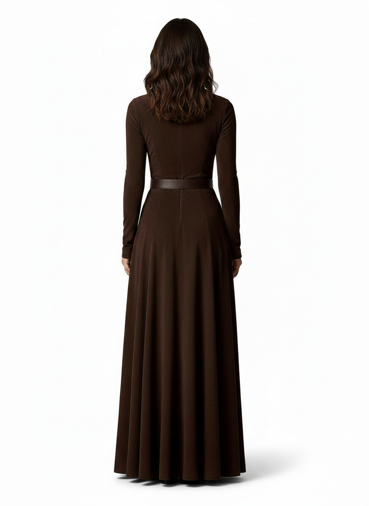 Margaux | Women's Flowy Maxi Dress in Dark Brown