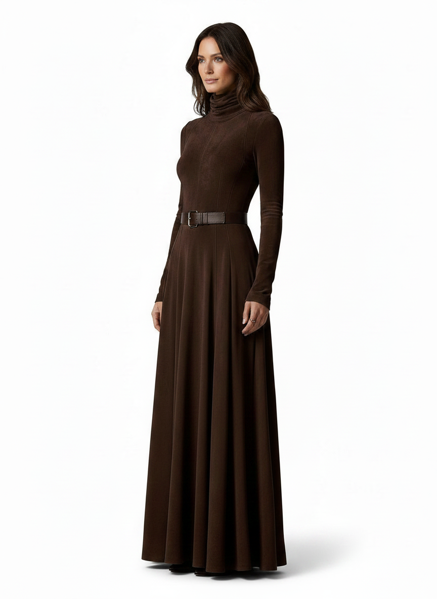 Margaux | Women's Flowy Maxi Dress in Dark Brown