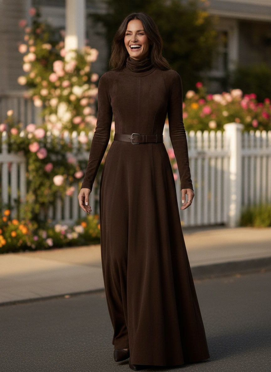 Margaux | Women's Flowy Maxi Dress in Dark Brown