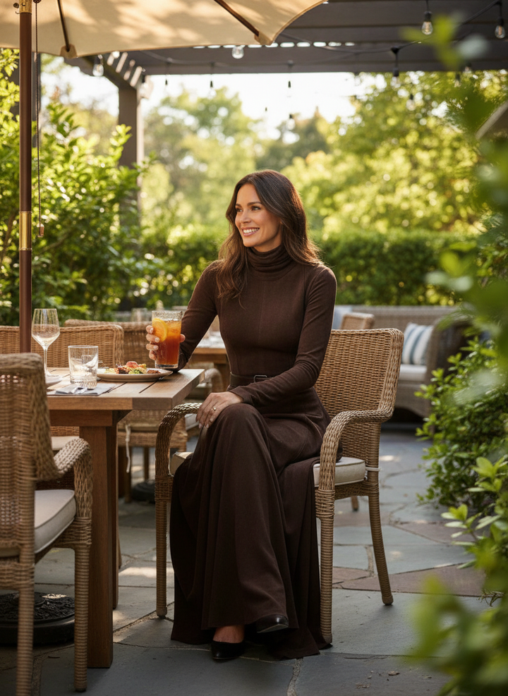 Margaux | Women's Flowy Maxi Dress in Dark Brown