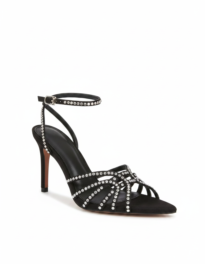 Marzia | Women's Rhinestone Ankle Strap Heeled Sandals